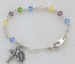Baby Rosary Bracelet with Multi Color Tin Cut Crystal Beads [MVM1195]