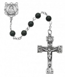 Black Onyx Rosary with Satin Finish Crucifix [RBMV037]