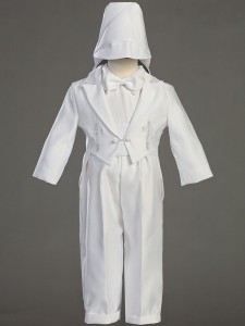 Boy's Round Tail Satin Baptism Suit with Cummerbund [LCC8800]
