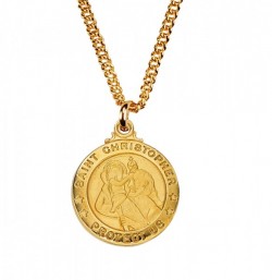 Boy's Saint Christopher Medal Round Goldtone [MV2022]