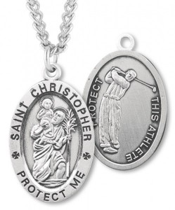 Men's St. Christopher Golf Medal Sterling Silver [HMM1019]