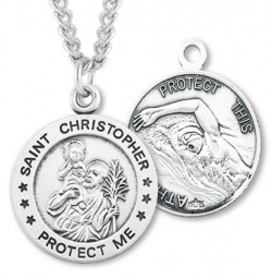 Men's St. Christopher Swimming Medal Sterling Silver [HMM1010]