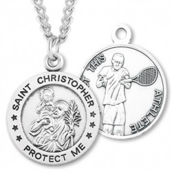 Men's St. Christopher Tennis Medal Sterling Silver [HMM1006]