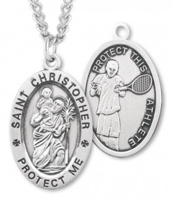Men's St. Christopher Tennis Medal Sterling Silver [HMM1020]