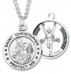 Men's St. Christopher Track Medal Sterling Silver [HMM1005]