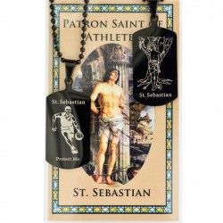 Boy's St. Sebastian Basketball Dog Tag Necklace and Prayer Card [MV1091]