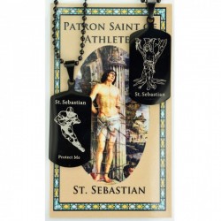 Boy's St. Sebastian Football Dog Tag Necklace and Prayer Card [MV1088]