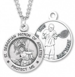 Men's St. Sebastian Tennis Medal Sterling Silver [HMM1044]