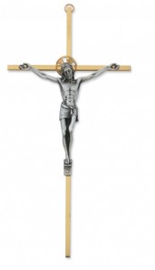 Brass Wall Crucifix 10 inch Two-Tone [CRX3869]
