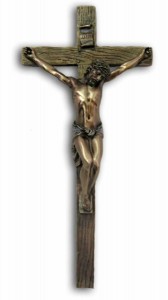 Bronzed Resin Wall Crucifix - 13 Inches [GSCH1075]