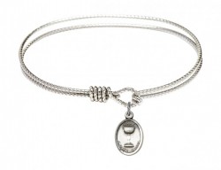 Cable Bangle Bracelet with an Oval Chalice Charm [BRC0976]