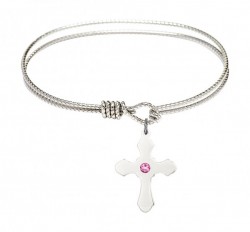 Cable Bangle Bracelet with a Cross Charm [BRST026]