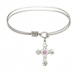 Cable Bangle Bracelet with a Cross Charm [BRST028]