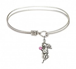 Cable Bangle Bracelet with a Guardian Angel Charm [BRST016]