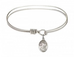Cable Bangle Bracelet with a Guardian Angel and Child Charm [BRC9118]