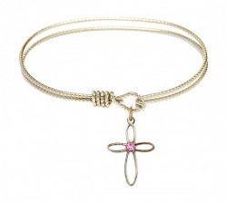 Cable Bangle Bracelet with a Loop Cross Charm [BRST005]