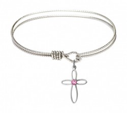Cable Bangle Bracelet with a Loop Cross Charm [BRST006]