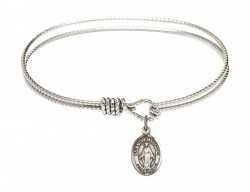 Cable Bangle Bracelet with Our Lady of Lebanon Charm [BRC9229]