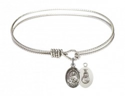 Cable Bangle Bracelet with Our Lady of Mount Carmel Charm [BRC9243]