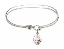 Cable Bangle Bracelet with a Pope Francis Charm [BRC9451]