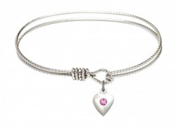 Cable Bangle Bracelet with a Puff Heart Charm [BRST012]