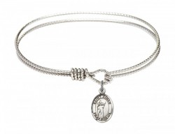 Cable Bangle Bracelet with a Saint Aidan of Lindesfarne Charm [BRC9381]