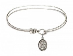 Cable Bangle Bracelet with a Saint Alice Charm [BRC9248]