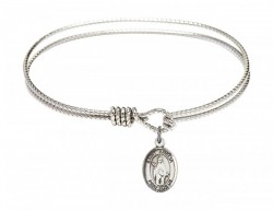 Cable Bangle Bracelet with a Saint Amelia Charm [BRC9313]
