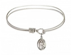 Cable Bangle Bracelet with a Saint Casimir of Poland Charm [BRC9113]