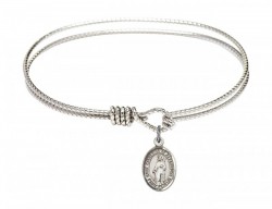 Cable Bangle Bracelet with a Saint Catherine of Alexandria Charm [BRC9343]