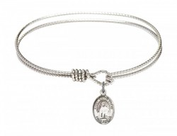 Cable Bangle Bracelet with a Saint Edith Stein Charm [BRC9103]