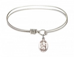 Cable Bangle Bracelet with a Saint Fina Charm [BRC9364]
