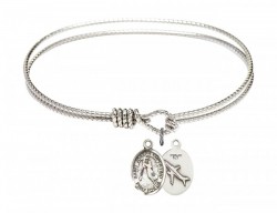 Cable Bangle Bracelet with a Saint Joseph of Cupertino Charm [BRC9057]
