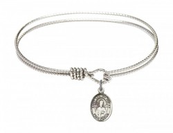 Cable Bangle Bracelet with a Saint Leo the Great Charm [BRC9120]