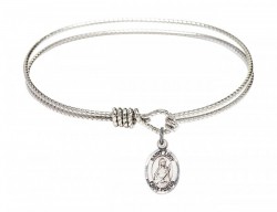 Cable Bangle Bracelet with a Saint Lucy Charm [BRC9422]