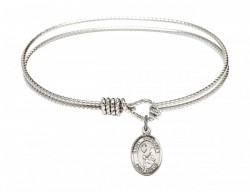 Cable Bangle Bracelet with a Saint Margaret Mary Alacoque Charm [BRC9072]