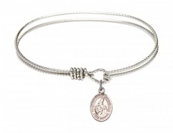 Cable Bangle Bracelet with a Saint Margaret of Scotland Charm [BRC9407]