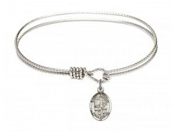 Cable Bangle Bracelet with a Saint Rosalia Charm [BRC9309]