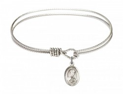 Cable Bangle Bracelet with a Saint Sarah Charm [BRC9097]