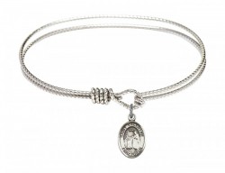 Cable Bangle Bracelet with a Saint Valentine of Rome Charm [BRC9121]