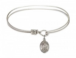 Cable Bangle Bracelet with a Saint William of Rochester Charm [BRC9114]