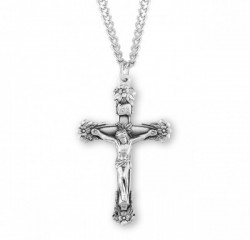 Christ Adorned in Flowers Men's Crucifix Necklace [HMM3280]