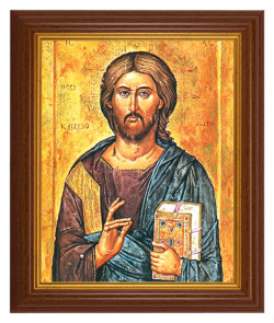 Christ All Knowing Icon 8x10 Textured Artboard Dark Walnut Frame [HFA5454]