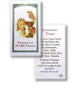 Communion Girl Laminated Prayer Card [HPR671]