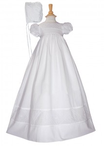 Cotton Christening Gown with Diamond Stitch [LTM0281]