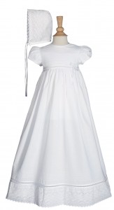 Cotton Christening Gown with Lace Accents [LTM0261]