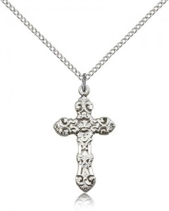 Ornate Fleur De Lis Women's Cross Necklace [BM0186]