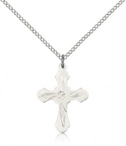 Women's Glass Center Cross Necklace [BM0213]