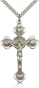 Large Men's Rosebud Tip Crucifix Pendant [BM0270]