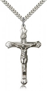 Men's Slim Textured Crucifix Necklace [BM0273]